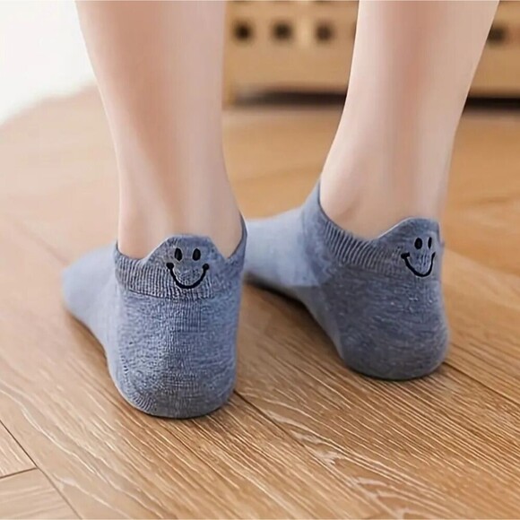 10 Pairs smiley face socks ankle socks solid multipack one size - Picture 6 of 6